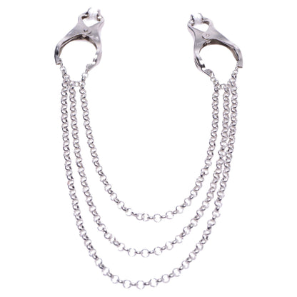 Master Series Affix Triple Chain Nipple Clamps - Silver