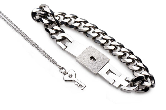 Master Series Chained Locking Bracelet & Key Necklace - Silver