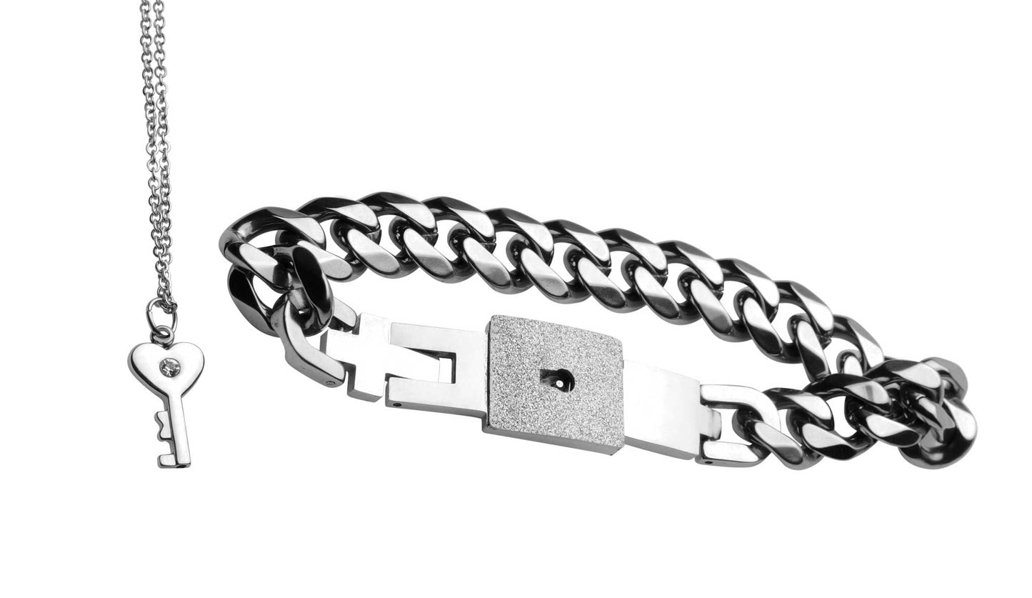 Master Series Chained Locking Bracelet & Key Necklace - Silver