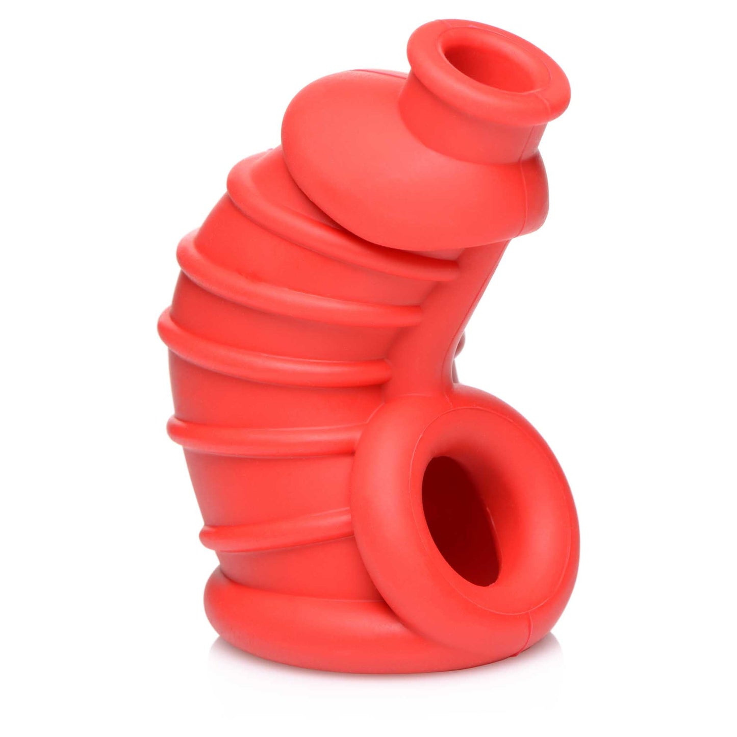 Master Series Crimson Chamber Silicone Chastity Cage - Red
