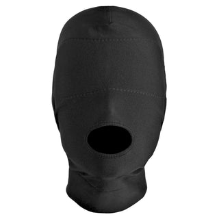 Master Series Disguise Open Mouth Hood with Padded Blindfold - Black