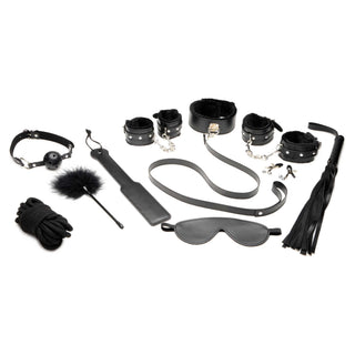 Master Series Hook Up Plush Bondage Set (10 Piece) - Black