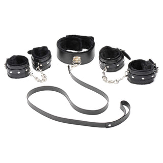 Master Series Hook Up Plush Bondage Set (10 Piece) - Black