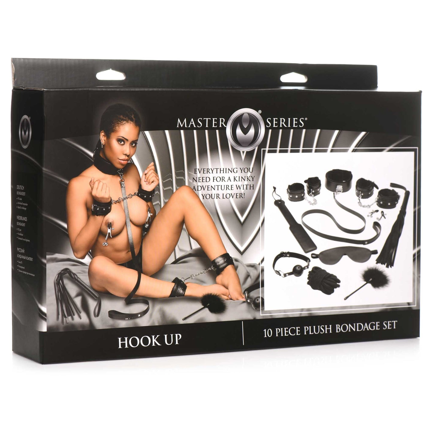 Master Series Hook Up Plush Bondage Set (10 Piece) - Black