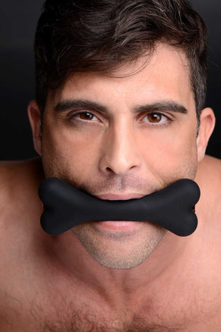 Master Series Hound Adjustable Dog Bone Gag - Black