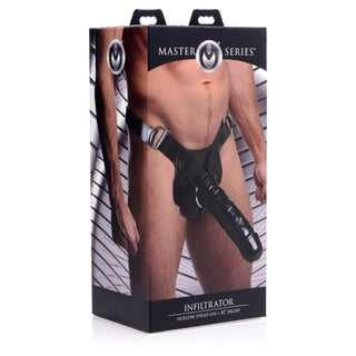 Master Series Infiltrator Hollow Strap-On + 10in Dildo - Black