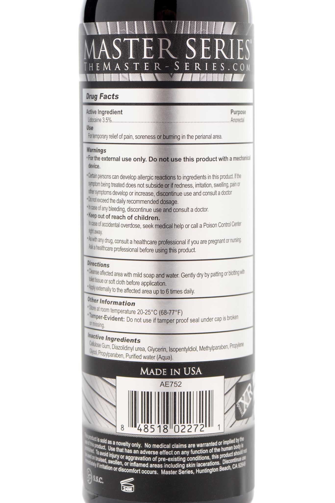 Master Series Numb Desensitizing Lubricant with Lidocaine 8oz