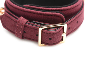 Master Series Velvet Bondage Set Cuffs, Collar, and Leash (6 piece) - Burgundy