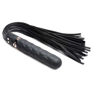 Master Series Vibra-Lasher 9X Vibrating Silicone Dildo Flogger - Black