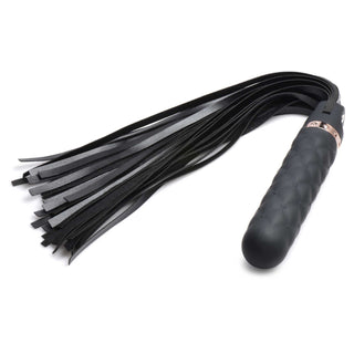 Master Series Vibra-Lasher 9X Vibrating Silicone Dildo Flogger - Black