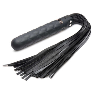 Master Series Vibra-Lasher 9X Vibrating Silicone Dildo Flogger - Black