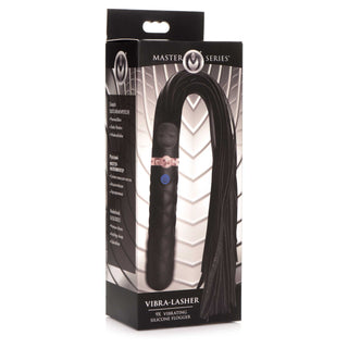 Master Series Vibra-Lasher 9X Vibrating Silicone Dildo Flogger - Black