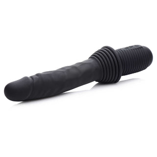 Master Series Vibrating and Thrusting Rechargeable Silicone Dildo - Black