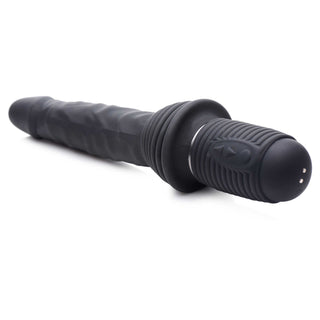 Master Series Vibrating and Thrusting Rechargeable Silicone Dildo - Black