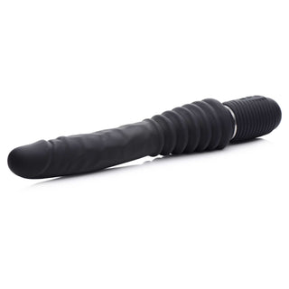 Master Series Vibrating and Thrusting Rechargeable Silicone Dildo - Black