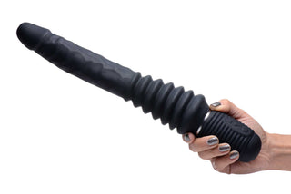 Master Series Vibrating and Thrusting Rechargeable Silicone Dildo - Black