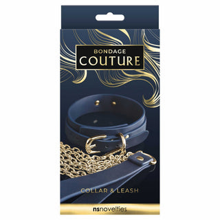 NS Novelties Bondage Couture - Collar and Leash - Blue