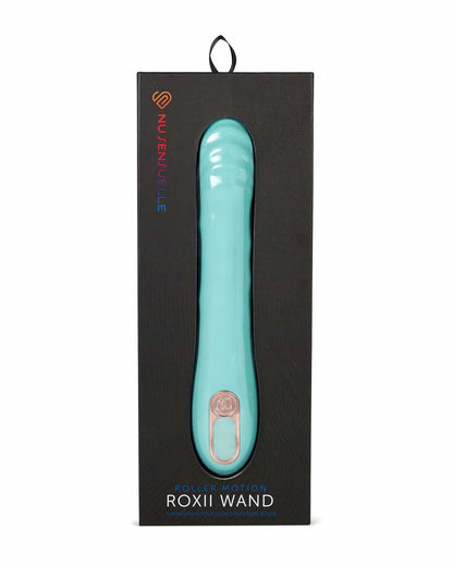 packaging of the nu sensuelle roxii roller motion wand bt-w73ebl electric blue