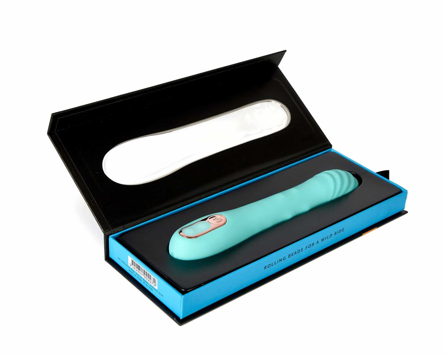 open box of the nu sensuelle roxii roller motion wand bt-w73ebl electric blue