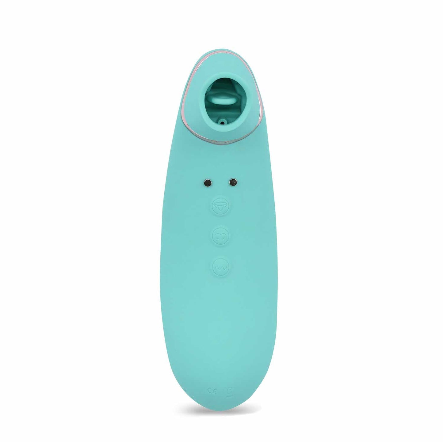 whole view of the nu sensuelle trinitii 26-function rechargeable flickering tongue vibrator with suction bt-w65ebl electric blue