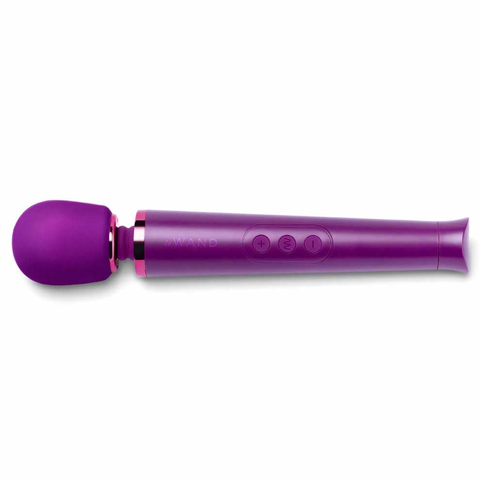 front view of the le wand petite rechargeable massager lw-007chr dark cherry