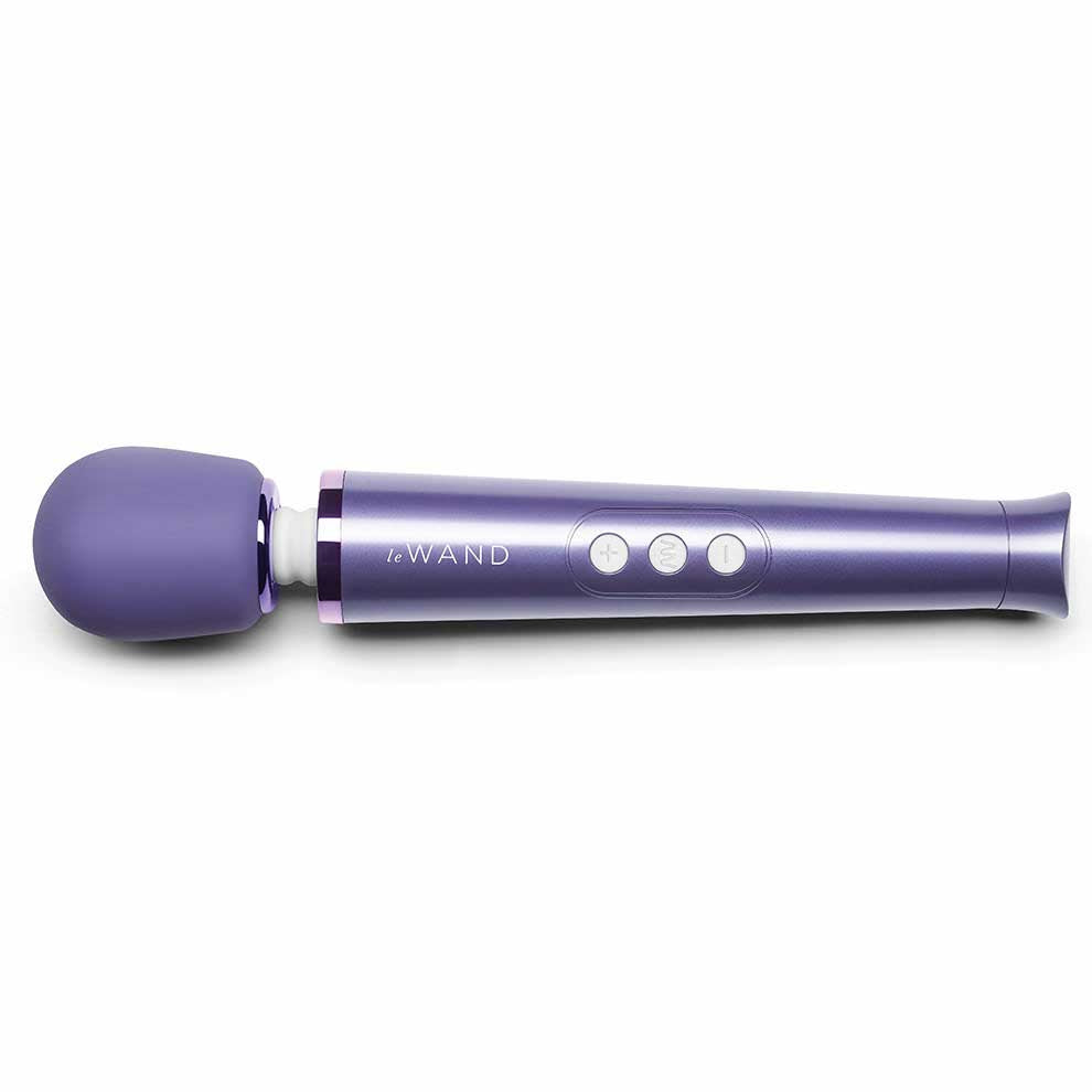 front view of the le wand petite rechargeable massager lw-007pu violet