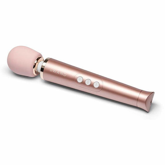 whole view of the le wand petite rechargeable massager lw-007rg rose gold