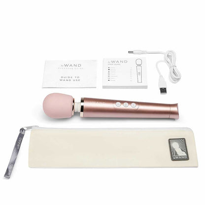 everything included with the le wand petite rechargeable massager lw-007rg rose gold