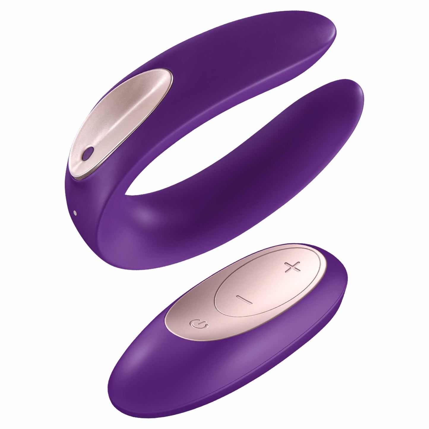 whole view of the satisfyer double plus remote control couples vibrator eisp04 purple