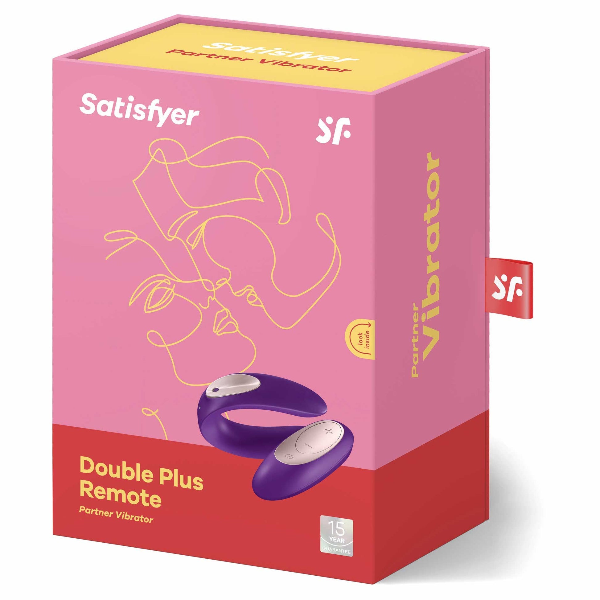 packaging of the satisfyer double plus remote control couples vibrator eisp04 purple