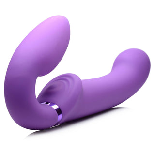 Strap U Ergo-Fit G-Pulse Silicone Rechargeable 10X Dual Dildo Strapless Strap-On with Remote Control - Purple