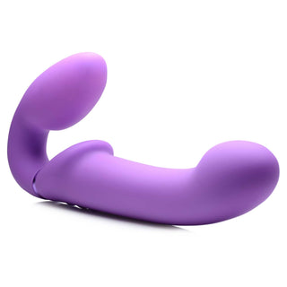 Strap U Ergo-Fit G-Pulse Silicone Rechargeable 10X Dual Dildo Strapless Strap-On with Remote Control - Purple