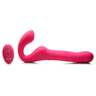 Strap U Mighty-Thrust Thrusting and Vibrating Strapless Strap-On with Remote Control - Pink