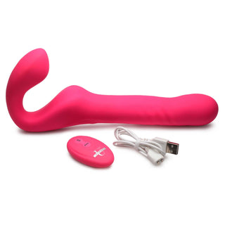 Strap U Mighty-Thrust Thrusting and Vibrating Strapless Strap-On with Remote Control - Pink