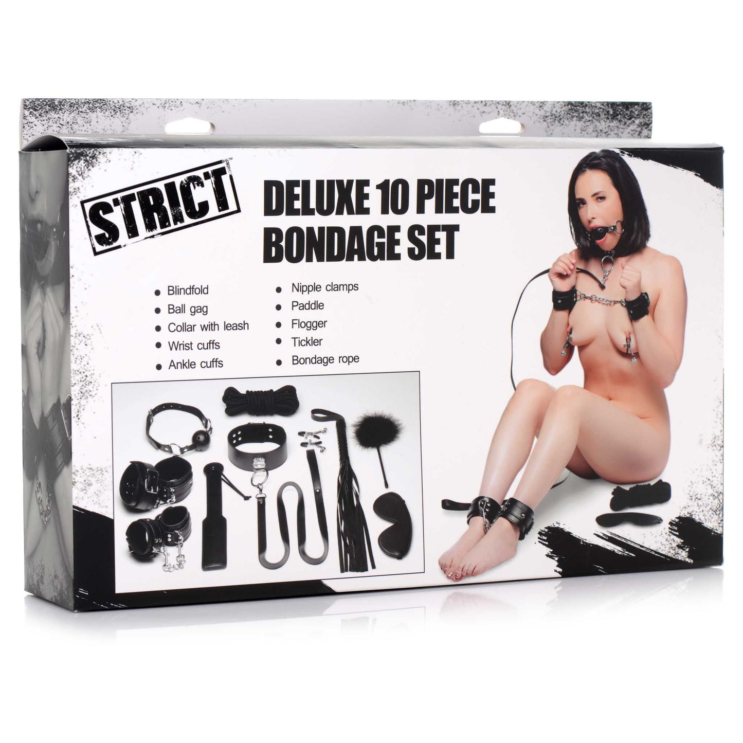 Strict Deluxe 10 Piece Bondage Set - Black