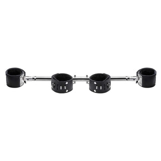 Strict Leather Adjustable Swiveling Spreader Bar with Leather Cuffs - Silver/Black