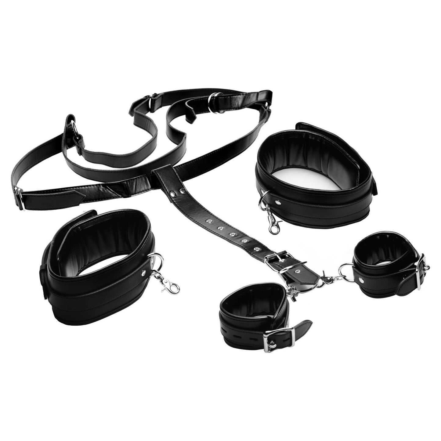 Strict Thigh Sling with Wrist Cuffs - Black