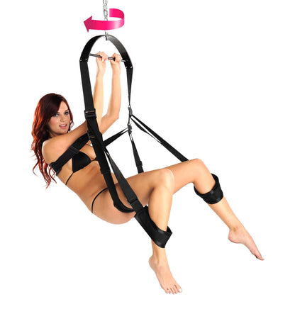 Trinity Vibes 360 Spinning Sex Swing Packaged - Black