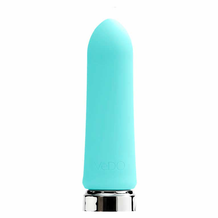 front view of the vedo bam rechargeable 3.8" bullet savvi-f0303 tease me turquoise