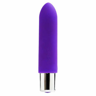 front view of the vedo bam rechargeable mini bullet vibrator savvi-p1401 into you indigo