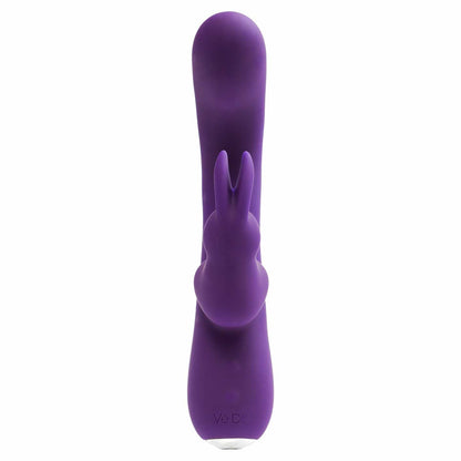 front view of the vedo kinky bunny plus rechargeable dual vibrator savbu-0405 deep purple