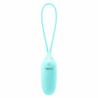 front view of the vedo kiwi rechargeable silicone insertable bullet vibrator savvi-b0613 blue