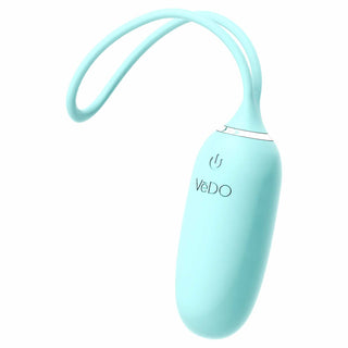 angled view of the vedo kiwi rechargeable silicone insertable bullet vibrator savvi-b0613 blue