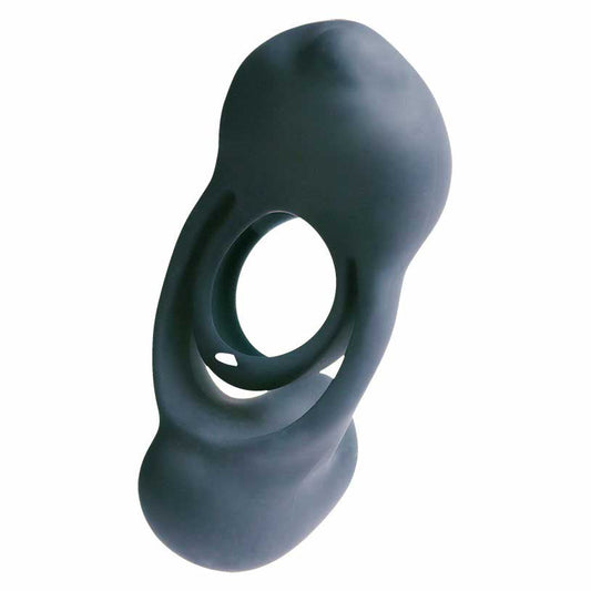 whole view of the vedo roco rechargeable dual cock ring savvi-r0908 just black
