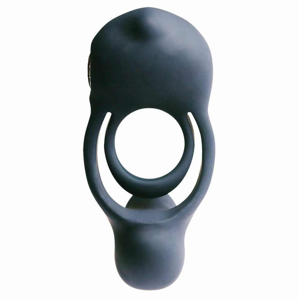 front view of the vedo roco rechargeable dual cock ring savvi-r0908 just black