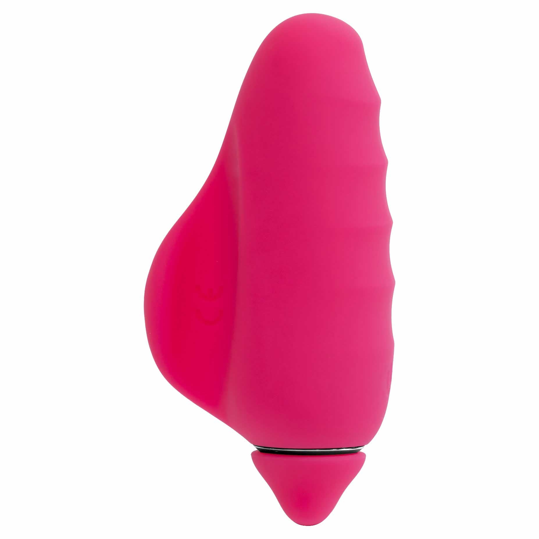 side view of the vedo vivi rechargeable 3.5" finger vibe savvi-f0809 foxy pink