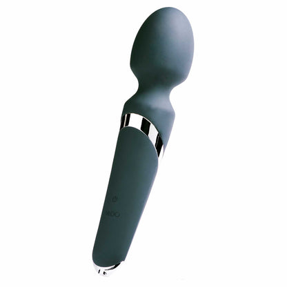 angled view of the vedo wanda rechargeable 9.5" wand vibrator savvi-w0109 just black