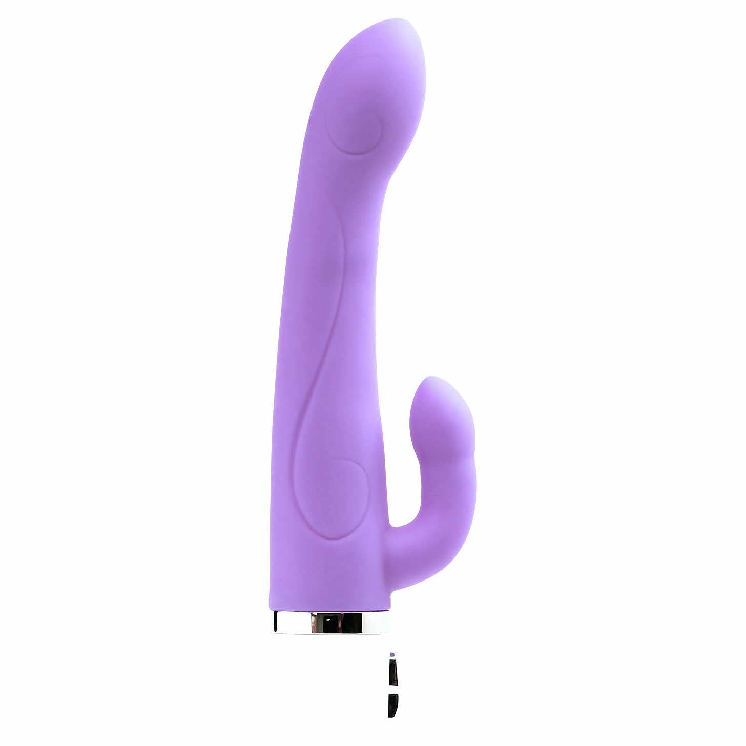 side view of the vedo wink silicone 8.46" rabbit vibrator vibe savvi-p0205 orgasmic orchid