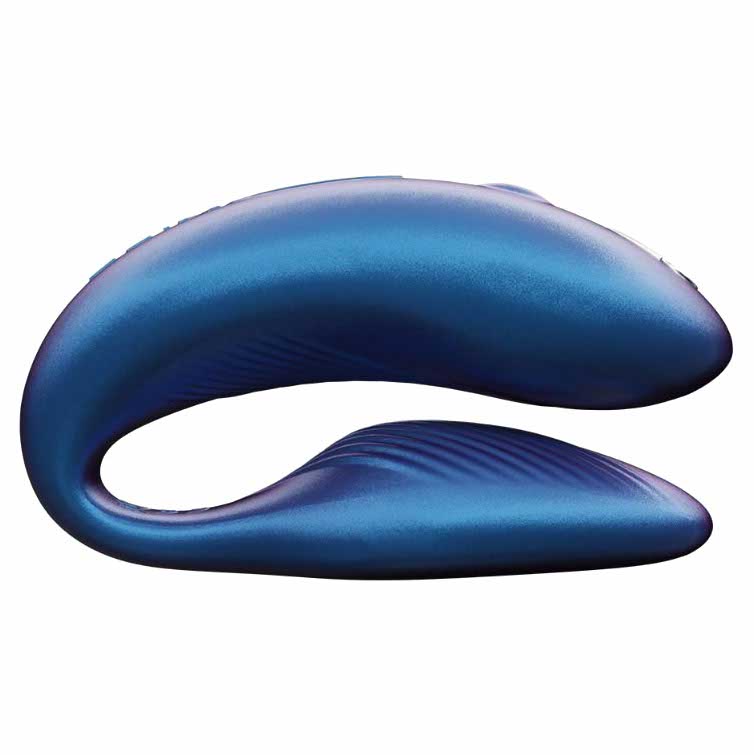 side view of the we-vibe chorus couples remote control vibrator vibe wvsnw6sg5 cosmic blue