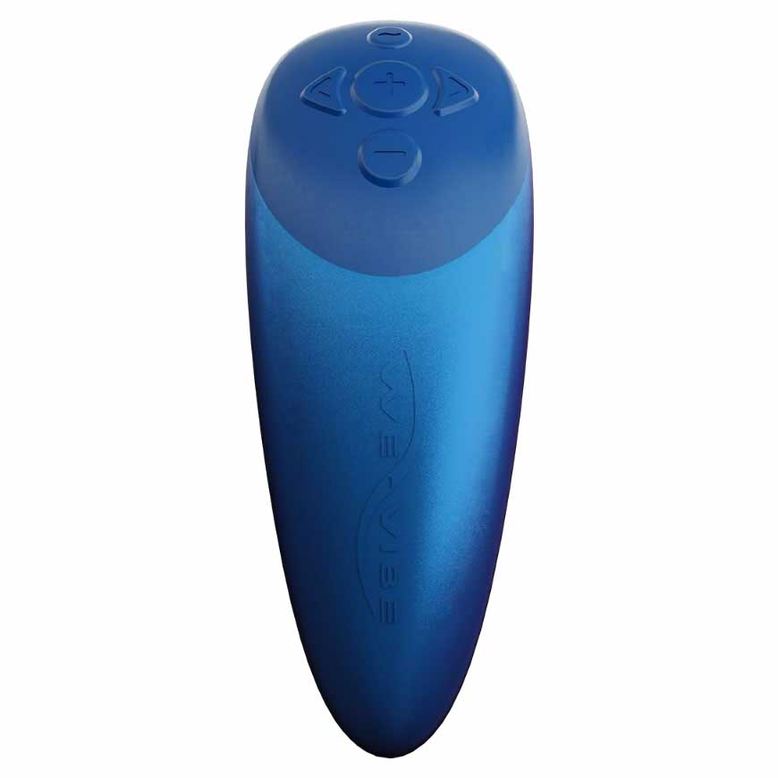 close-up of buttons on the we-vibe chorus couples remote control vibrator vibe wvsnw6sg5 cosmic blue